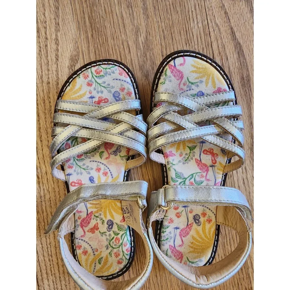MINI BODEN Approx. Size 11 Gold Loop and Hook Strap Sandals GUC Spring Summer